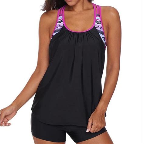 Un maillot de bain Ensemble maillots rembourré bikini push up imprimé patchwork pour femmes Noir