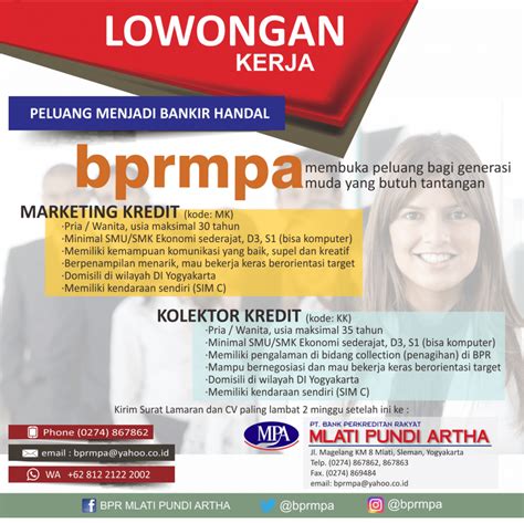 Lowongan Kerja Marketing Kredit Kolektor Kredit Di PT BPR Mlati