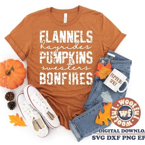 Flannels Hayrides Pumpkins Sweaters Bonfires Svg Etsy