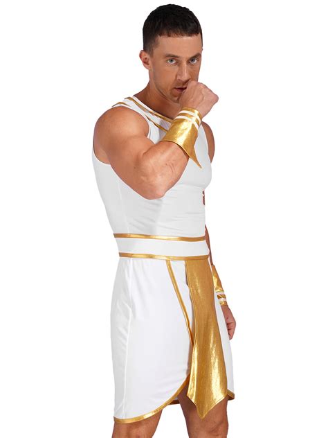 Doomiva Mens Egyptian Pharaoh Costume Ancient Greek Roman Toga Costumes Halloween Fancy Dress