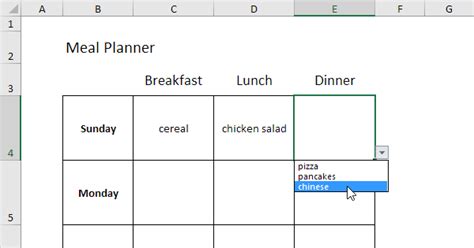 Meal Planner in Excel - Step by Step Tutorial