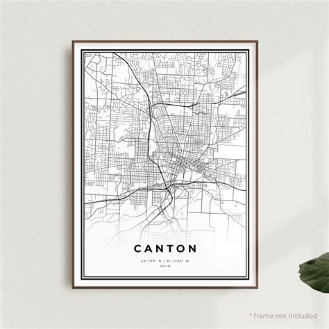 Canton Map Print Canton Street Map Poster Ohio Modern - Etsy