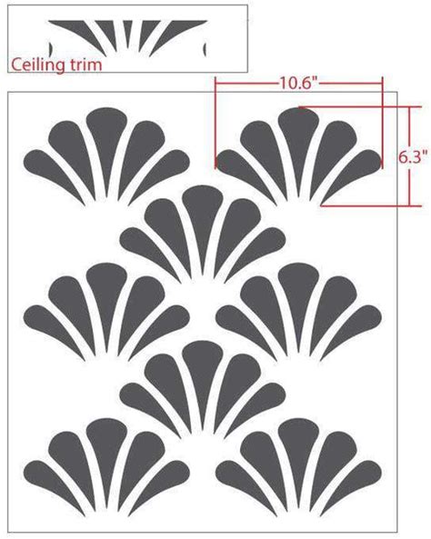 Scallop Shell Pattern Wall Stencil Self Adhesive