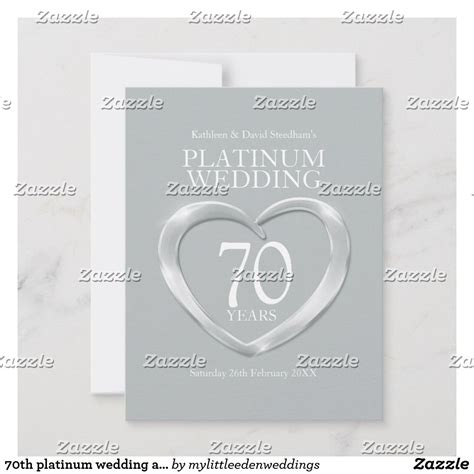 70th Platinum Wedding Anniversary Heart Reply Card Zazzle Platinum