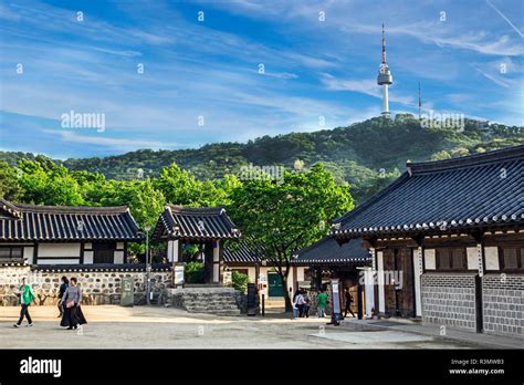 Seoul South Korea Traditional Korean Village Courtyard Of Namsangol