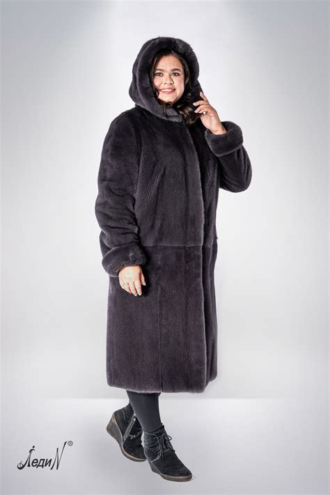 Шуба норковая, графит, Классика, 110 см. купить в Санкт-Петербурге