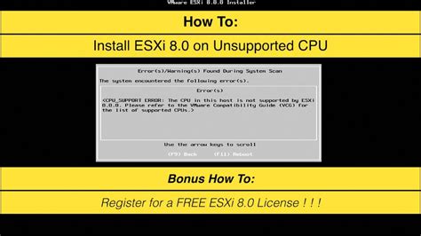 Install Vmware Esxi On Unsupported Cpu Youtube