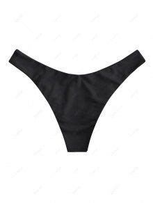 Zaful High Leg Plain Bikini Bottom In Black Zaful