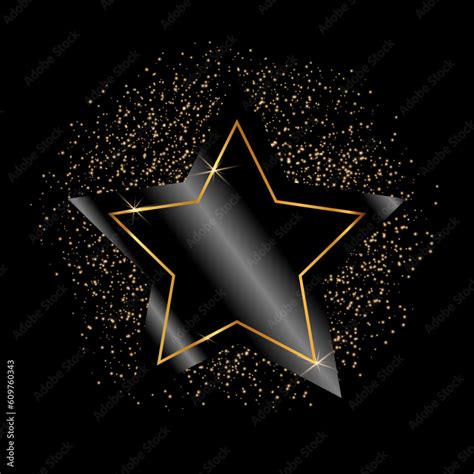 Shine black background with golden sparkling star. Vector illustration ...