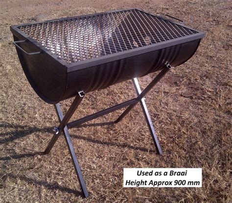 Half Barrel Braai With Legs That Are Stored Inside The Drum To Save On