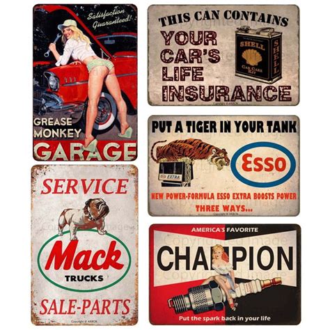 Vintage Gas And Oil Tin Signs For Garage Decor