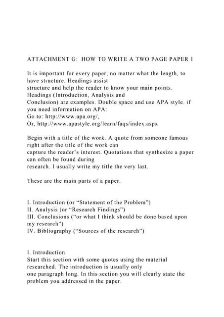 ATTACHMENT G HOW TO WRITE A TWO PAGE PAPER 1 It is impo.docx