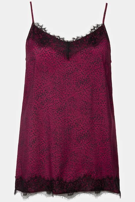 Satin Polka Dot Lacy Camisole Dark Berry Ulla Popken