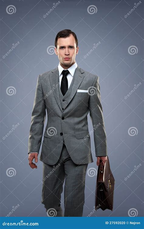 Man In Grey Suit Stock Photo Image Of Brunette Mafia