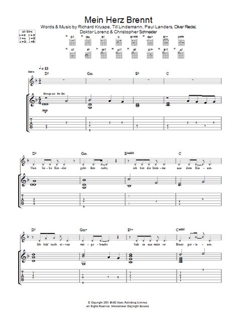 Mein Herz Brennt By Rammstein Sheet Music For Guitar Tab At Sheet Music