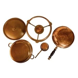 vintage middle eastern tin lined copper cook ware shafing dish makers