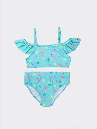 LCW Kids Turkuaz Baskılı Kız Çocuk Bikini S Z SRN LCW