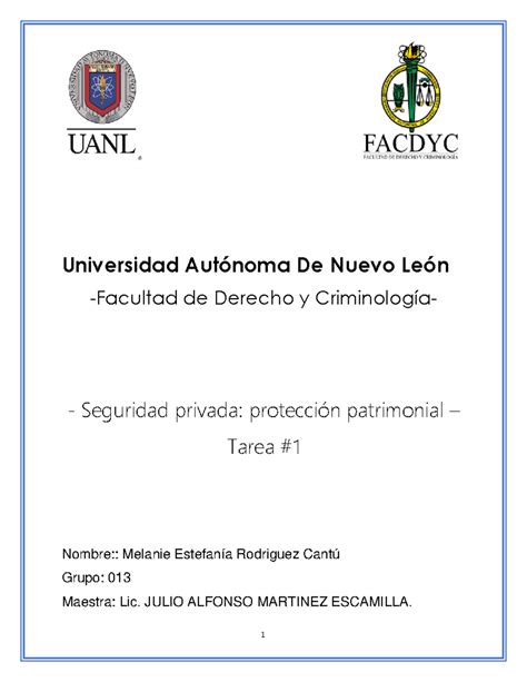 Seguridad Privada - Tarea evidencia 1 - Universidad AutÛnoma De Nuevo