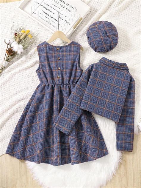 Shein Tween Girl Brown Plaid Suit Shein Usa