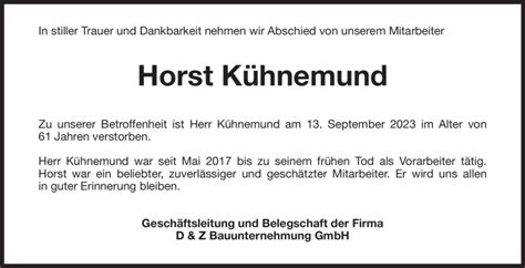 Traueranzeigen von Horst Kühnemund Nordbayerischer Kurier