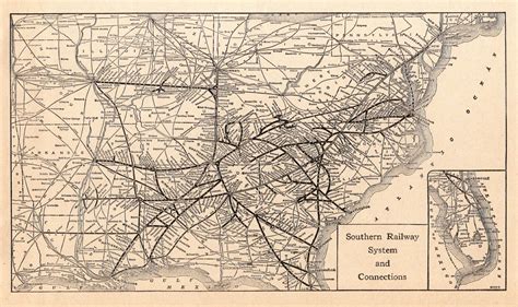 1922 Antique SOUTHERN RAILROAD Map Vintage Southern Railway Map 236 ...