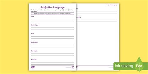 Subjective Language Sentences (professor feito) - Twinkl