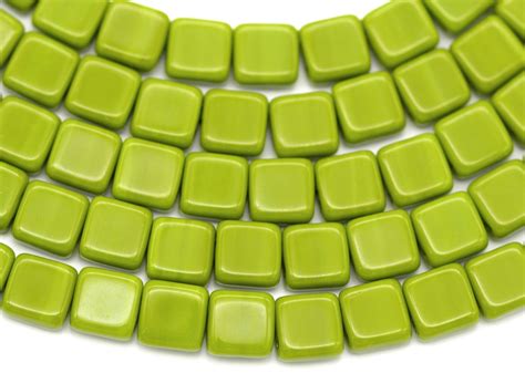 7 Strand About 30pc 6mm Czech Pressed Glass 2 Hole Tile Beads