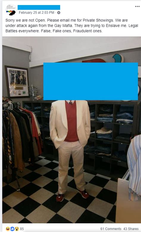 Local Business Owner Is Forced By The Gay Mafia To Close Down R Insanepeoplefacebook