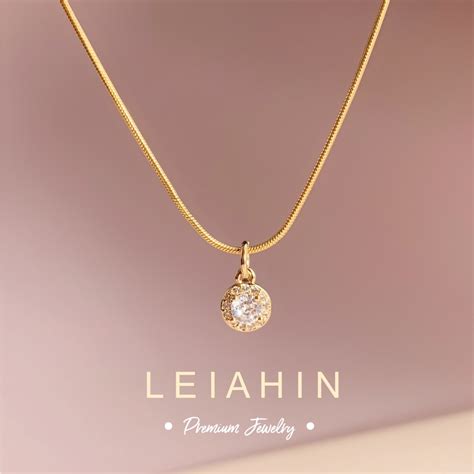 LEIAHIN Fashion Accessories 18k Gold Diamond CZ Pendant Necklace For