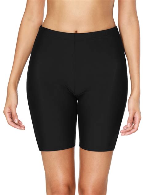 Asoul Women S Solid Long Board Shorts High Waist Swim Bottom Bikini Tankini Swim Shorts