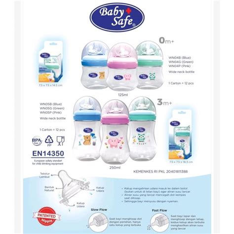 Botol Susu Baby Safe Wide Neck Bottle Motif Kartun WN04 125ml WN05