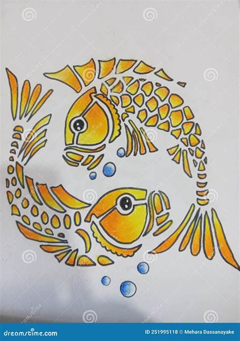 Two Orange and Yellow Colour Fish Drawing Using Pastel Easy Simple ...