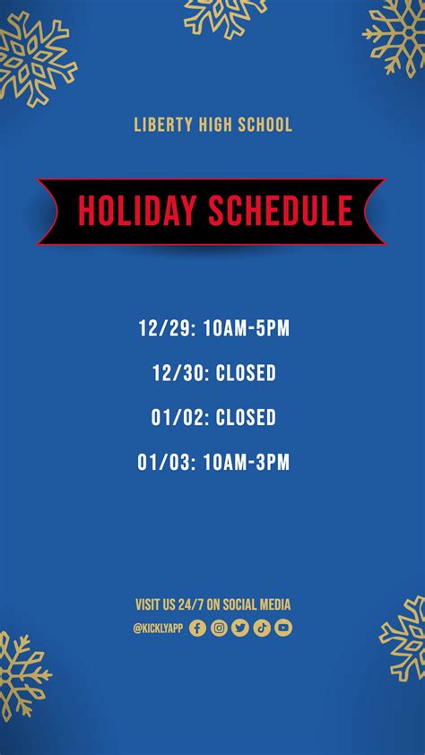 Holiday Schedule Editable Template Kickly