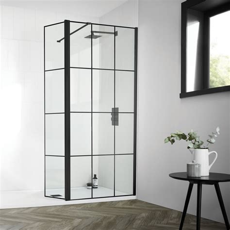 Aquadart Wetroom 8 Matt Black Flipper Panel Rh 300mm Aq8660rcr Wetroom Screens From Taps Uk