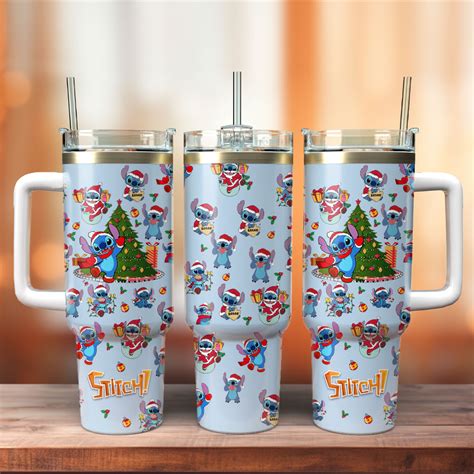 Stitch Cartoon Christmas Custom Stanley Quencher Oz Stainless Steel