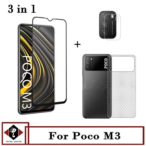 Jual Promo Paket 3 IN 1 Tempered Glass Layar Poco M3 Free Tempered