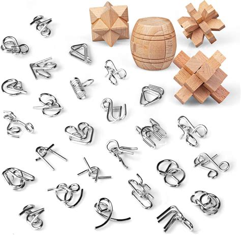 Buy CUDNY Brain Teaser Puzzles 3D Unlock Interlock Assorted Wooden And