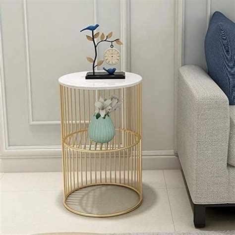 Jual Meja Sudut Marmer Kaki Besi Gold Meja Pojok Marmer Side Table