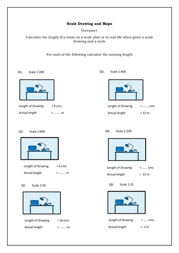 Gcse Mathsfunctional Skills Scale Drawing Maps Worksheet Teaching