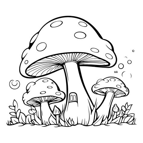 Premium Vector Mushroom Coloring Book For Adults Vector Illustration