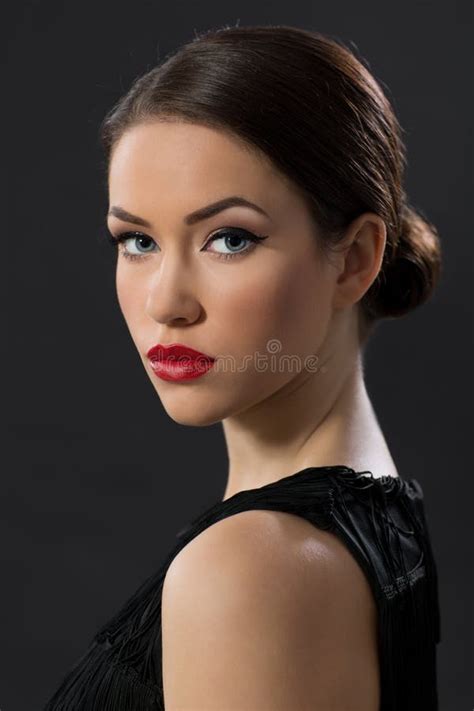 Beauty Portrait Over The Shoulder Stock Image Image Of Lips