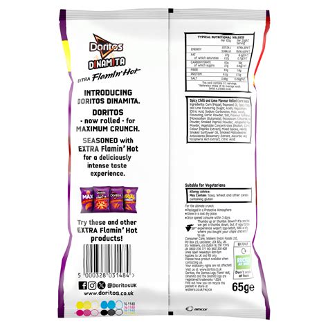 Doritos Dinamita Extra Flamin Hot Crisps PMP 65g RRP 1 25 One Stop