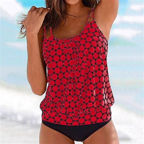 Pstuiky Womens Swimsuits Women Sleeveless Push Up Padded Swimsuit Set With Floral Print Bikini
