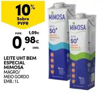 Promoção LEITE UHT BEM ESPECIAL MIMOSA MEIO GORDO EMB 1L em Continente