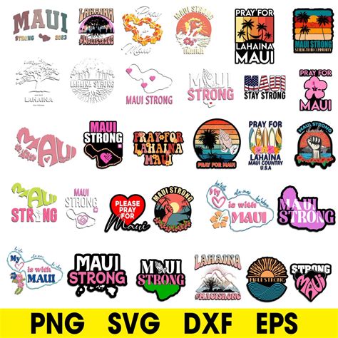 Bundle Maui Strong Svg Lahaina Svg Maui Svg Hawaii Map Svg Maui