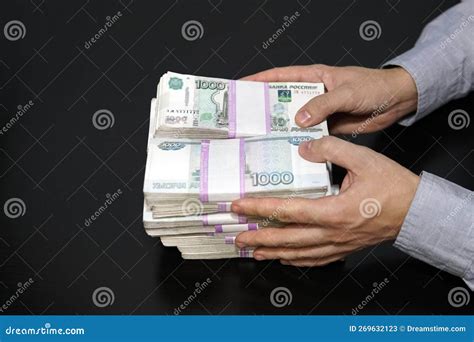 Russian Rubles In Bundles On The Table Million Rubles Businessman