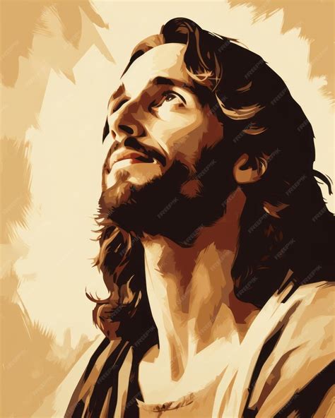 Premium AI Image | a painting of jesus looking up to the sky