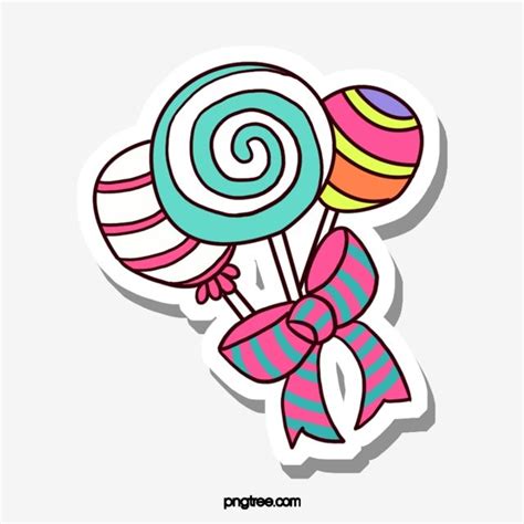 Три цветные леденцы обернутые лентами PNG , пища, Food, конфеты PNG ...