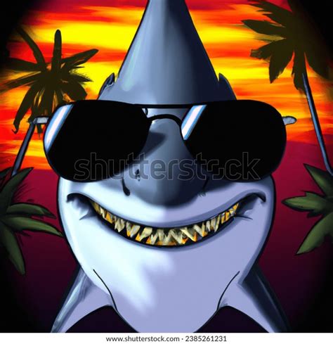 Cartoon Shark Wearing Sunglasses Epic Reflection AI Generated Image