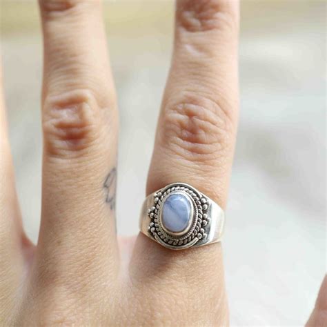 Blue Lace Agate Ring Solaire Pierres D Ailleurs